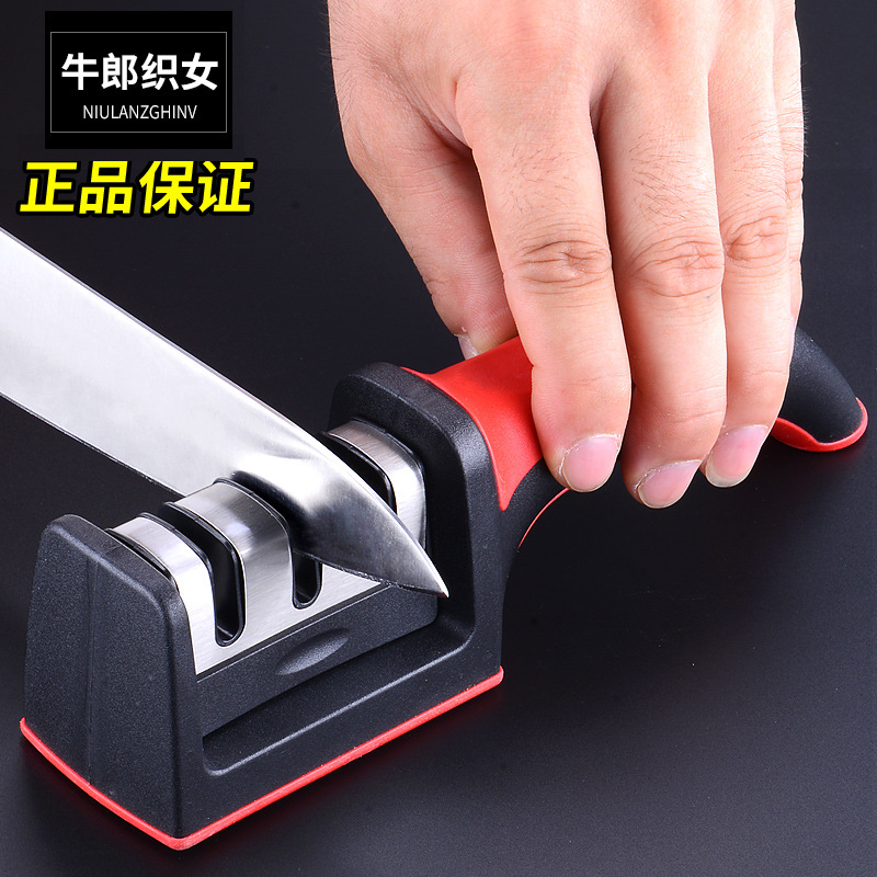 Molino de cuchillo de cocina de tres secciones, afilador rápido doméstico, multifuncional, piedra de afilar cuchillo de cocina, herramienta de afilar bien portátil