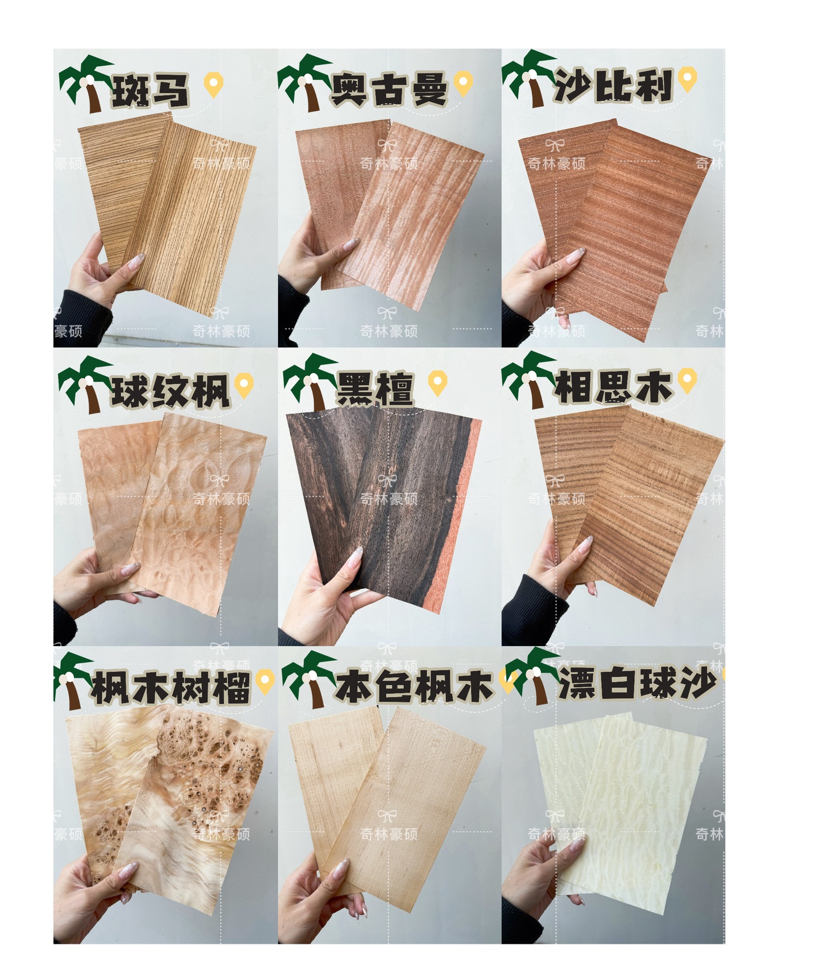 乒乓球拍 琴头面材贴面木皮0.5厚  木皮贴面