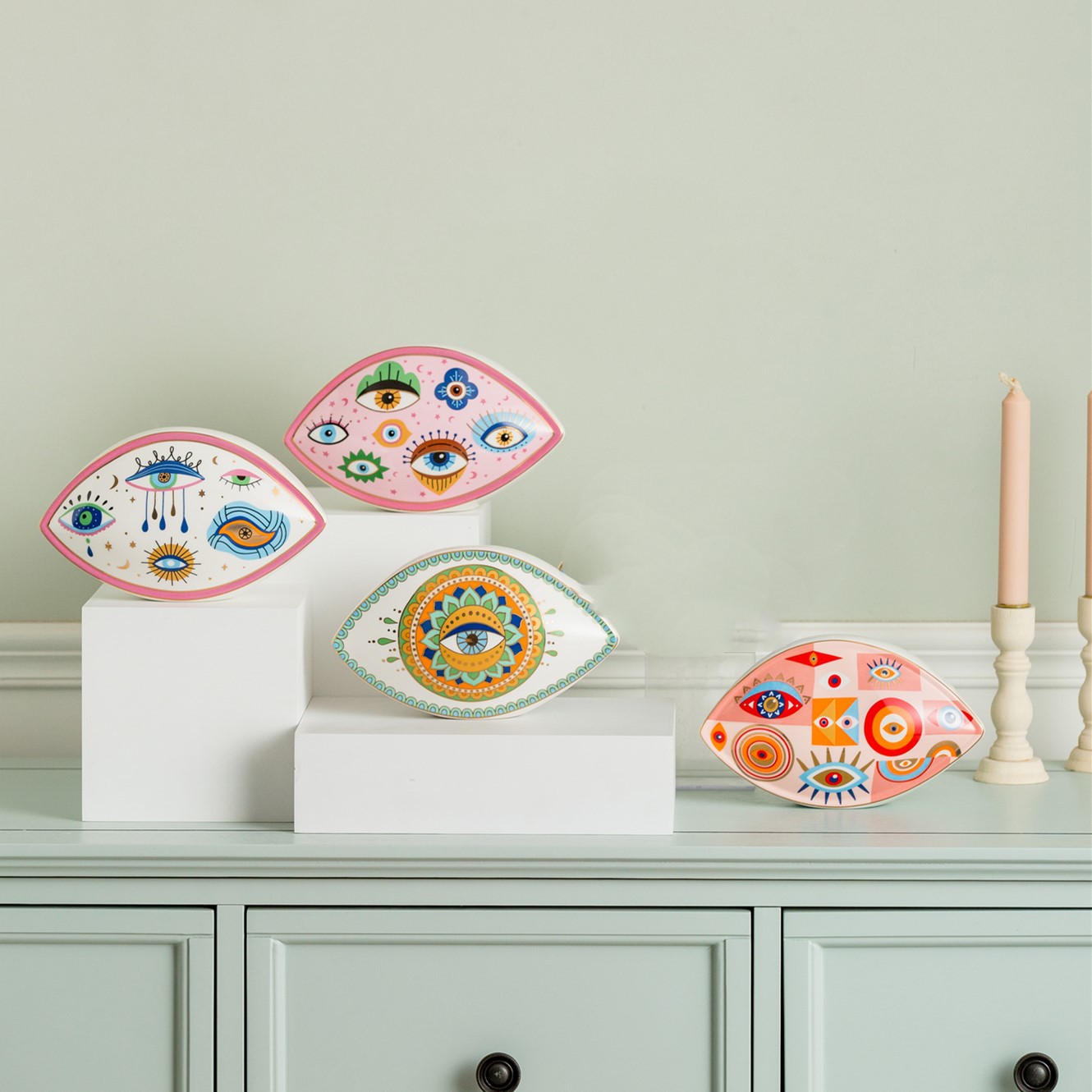 1155g Weight Ornaments Home Textiles & Decor Type Ornaments Classification 1 Piece Quantity Daily Occasion ceramics Material Eye Pattern Casual Style Casual Eye Ceramics Ornaments Artificial Decorations 18