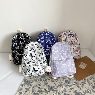 2023 Spring and Summer New Casual Backpack Korean Style High School Student Bag Junior High School Student Backpack Butterfly Backpack