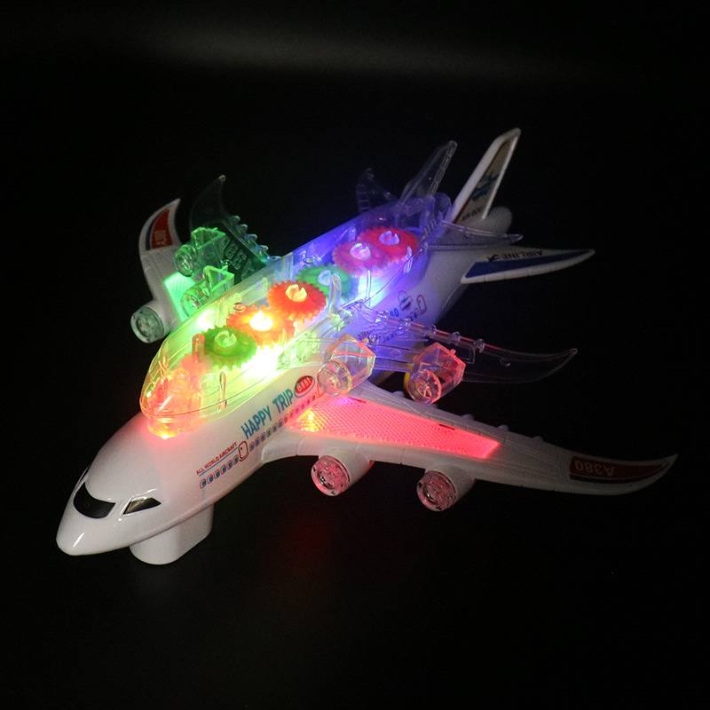 Eléctrico universal de doble capa engranaje avión música luz A380 avión modelo de simulación de aviones de juguete para niños