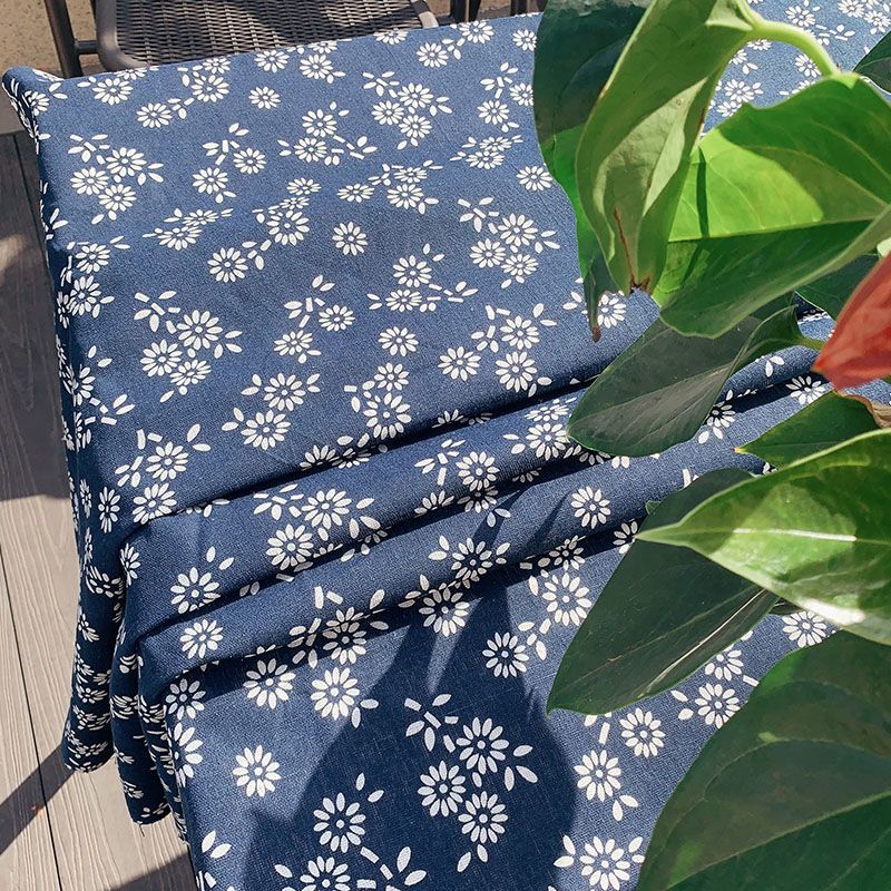 Flor azul porcelana tela de flor frágil alojamiento nacional retro algodón lino azul chino tela de mesa de estilo antiguo