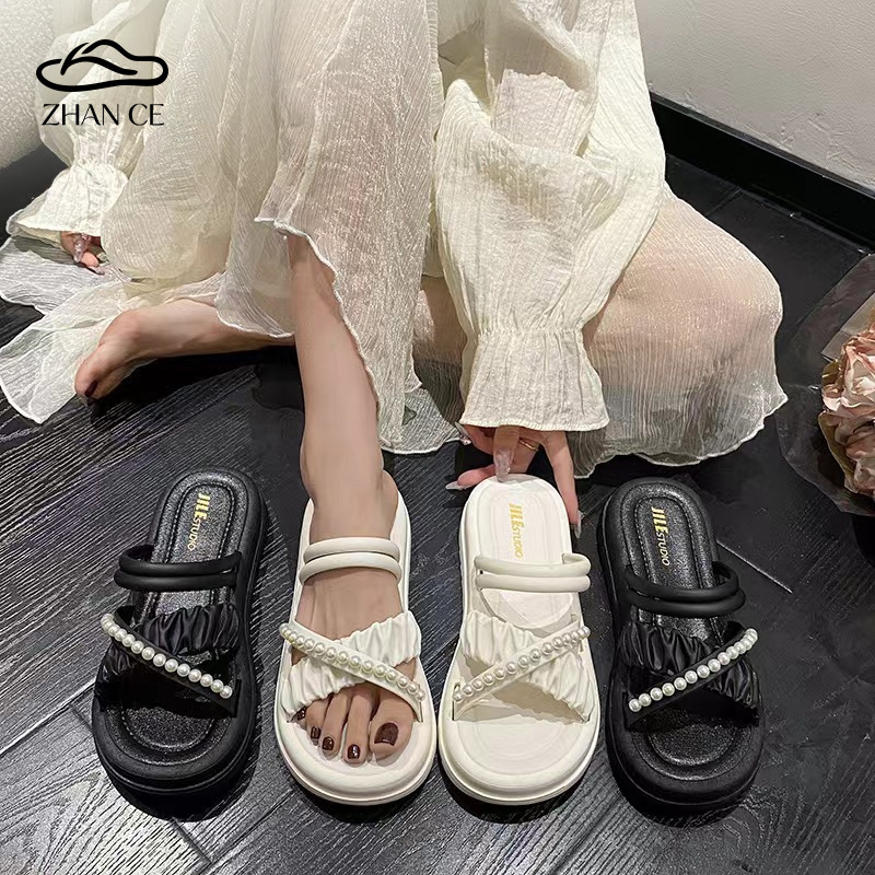 New Eva Pearl Thick-Soled Slippers for Outdoor Wear, High-End Women's Summer Fashion, Chanel-Style Korean Plastic Sandals New Eva Pearl Thick-Soled Slippers for Outdoor Wear, High-End Women's Summer Fashion, Chanel-Style Korean Plastic Sandals