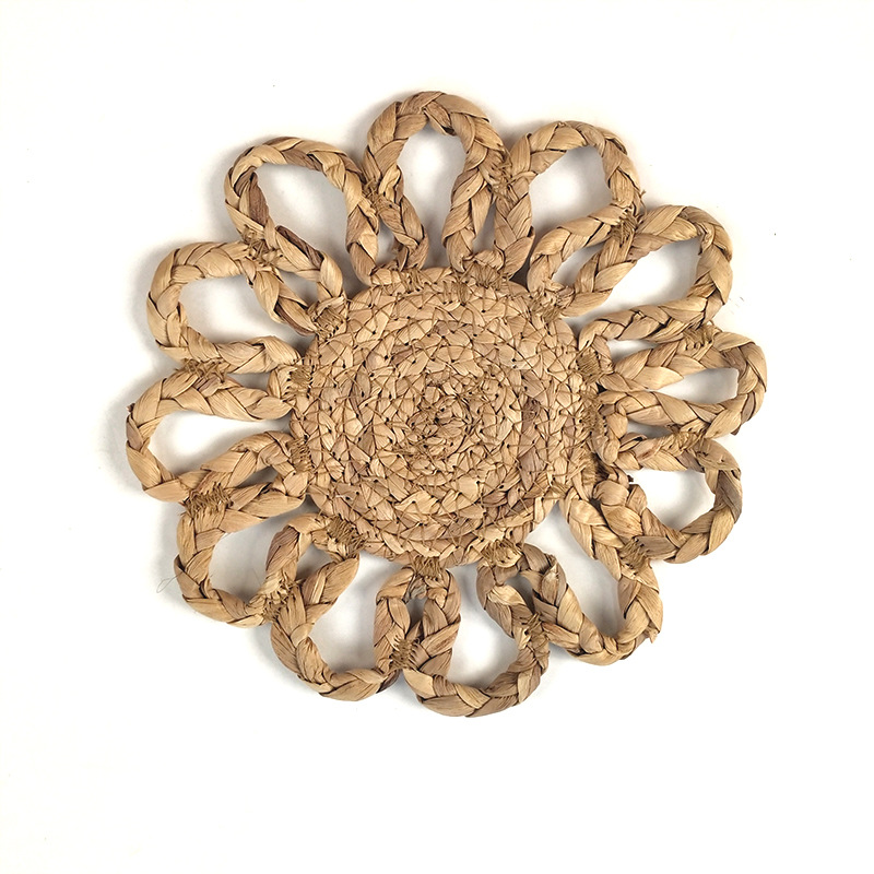 Sol en forma de almohadilla de mesa almohadilla de taza de lujo ligero de alto nivel de calabaza de hierba tejida mortero de calabaza tejida de hierba gruesa almohadilla de aislamiento térmico