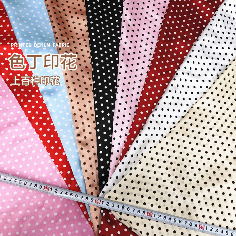 Polka Dot Satin Printed Fabric Polka Dot Silks and Satins Imitation Silk High-Gloss Draped Lining Headwear Bags Shoe Materials Fabric