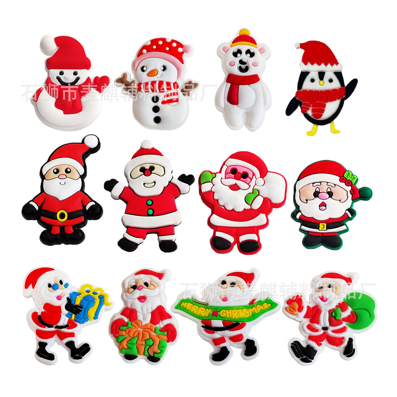 Christmas Shoe Flower Christmas Snowman Shoe Flower Santa Claus Shoe Buckle Cave Shoe Accessories PVC Soft Rubber DIY Cross Border