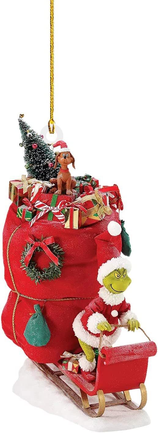 2023 venta caliente adornos de árbol de Navidad colgante acrílico divertido verde Grinch coche decoración del hogar decoración colgante