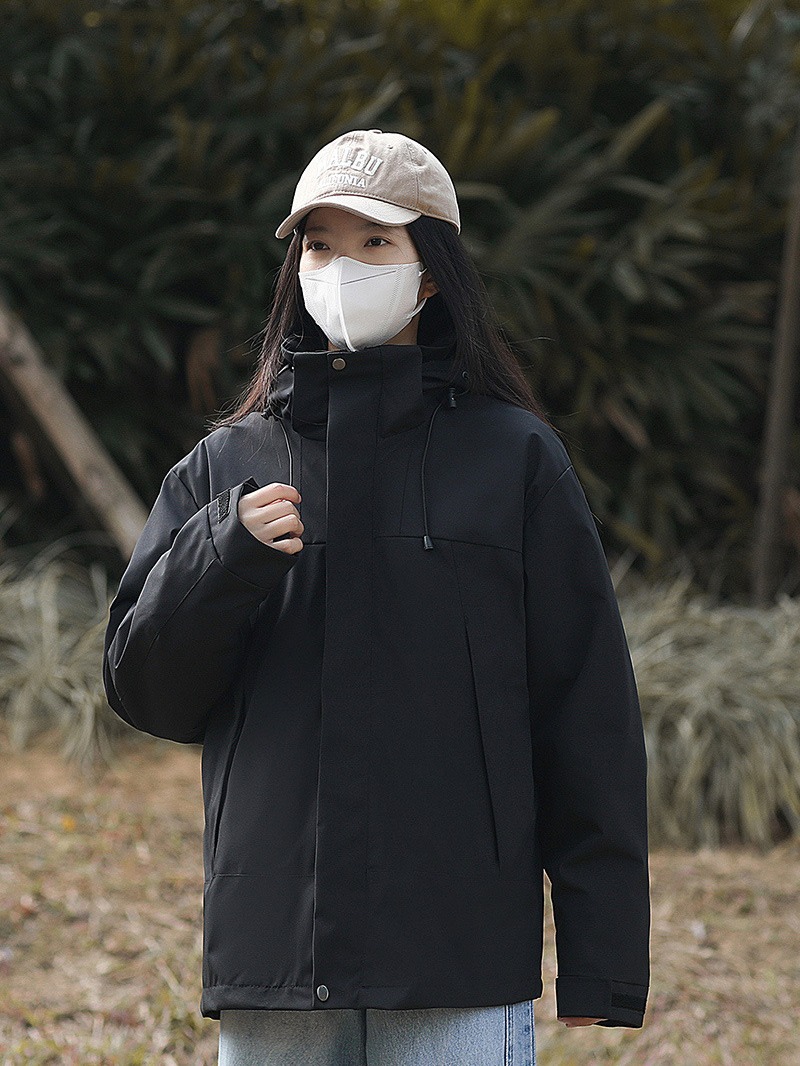 Beijia Mismo estilo primavera y otoño chaqueta impermeable a prueba de viento pareja de hombres al aire libre de una sola capa a juego ropa de montañismo de moda mujer