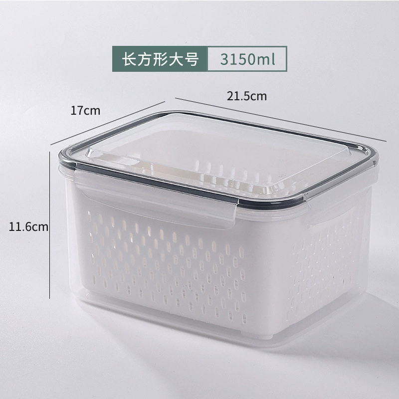 Double‑layer draining food storage box, transparent food‑grade, multiple sizes & sets