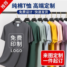 t恤印logo圆领短袖班服企业工作服广告文化衫diy印字刺绣