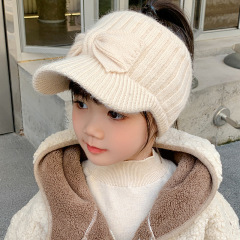 子供の帽子の子供の秋の冬の空の毛糸のアヒルの舌の帽子の女の子はかわいい赤ちゃんに合わせて厚い保温ニット帽を作ります。