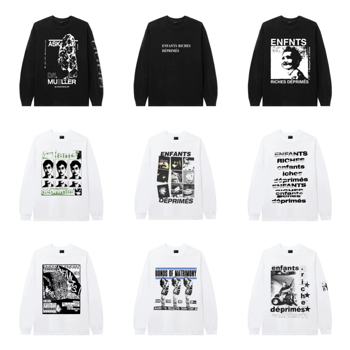 ERD меланхоличная богатая граффити-иллюстрация второго поколения с принтом, универсальная повседневная свободная футболка с длинными рукавами для мужчин и женщин, пар