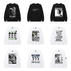 ERD憂鬱的富二代塗鴉插畫印花高街百搭休閒寬鬆長袖t恤男女情侶款