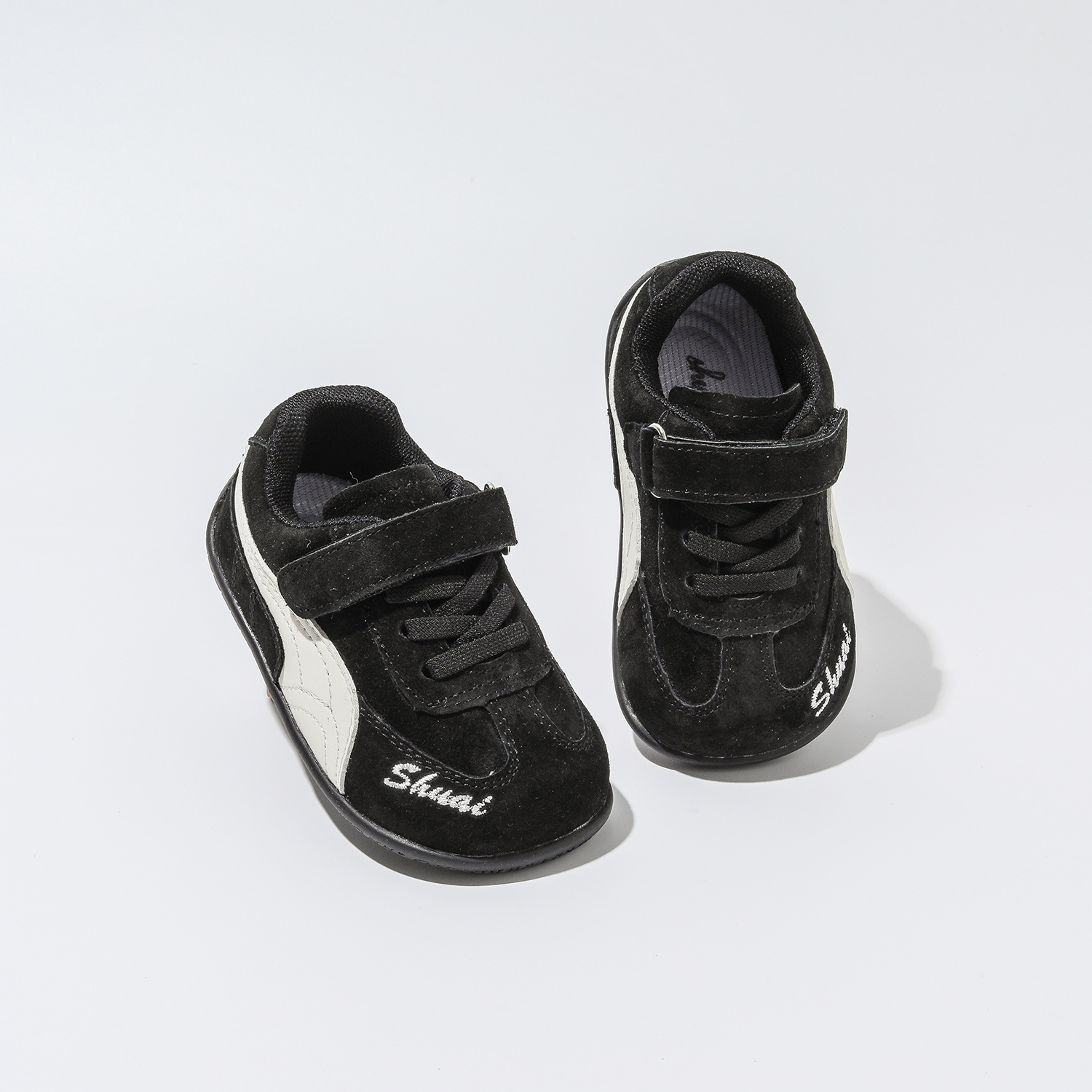 Genuine Leather Kidsren's Sports Shoes Spring and Autum New Boys' Moral Training Shoes Soft Sole Fashionable Versatile Girls' Casual Shoes