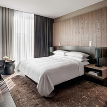 酒店宾馆家具样板间单身公寓快捷酒店家具板式床厂家定 制白色无