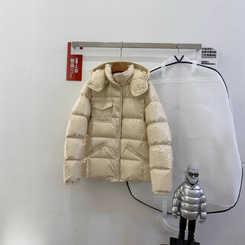 毒家版本现货高品质M家爆款新款女士油蜡皮收腰连帽长袖羽绒服|undefined