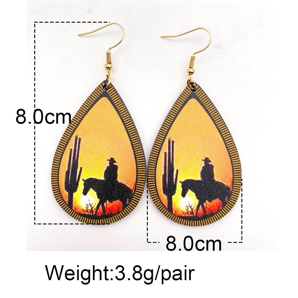 1 Pair Fashion Water Droplets Wood Patchwork Women's Earrings display picture 1