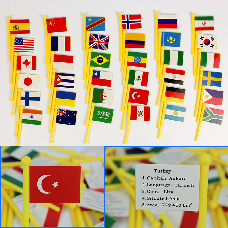 Cross-border children's English version of the world flag map national geography cognitive flag early education educational wooden toys