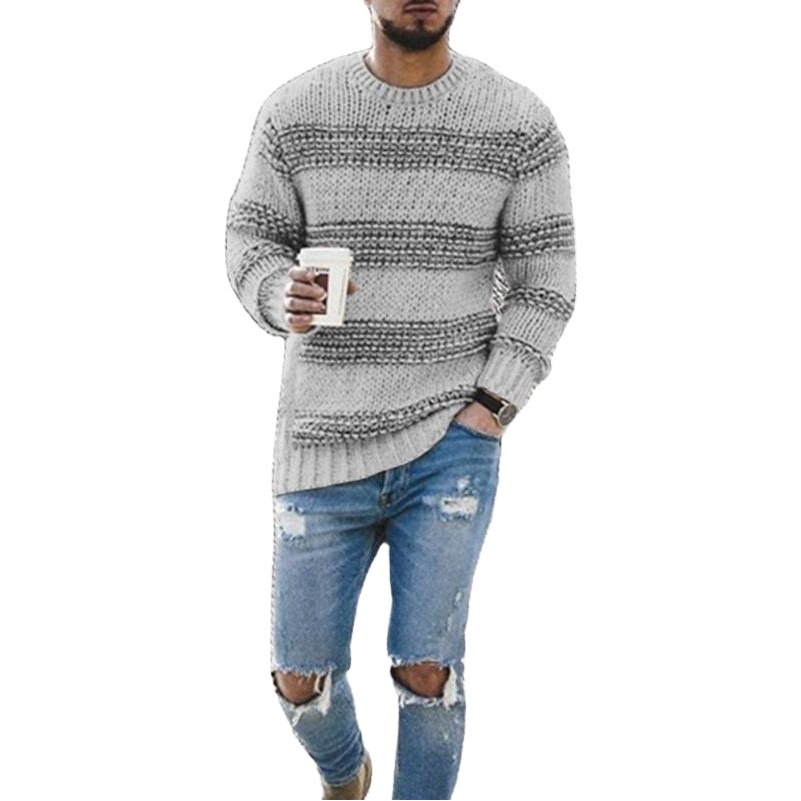 AliExpress Amazon 2023 invierno europeo y americano de los hombres suéter Top rayas suelta casual ropa
