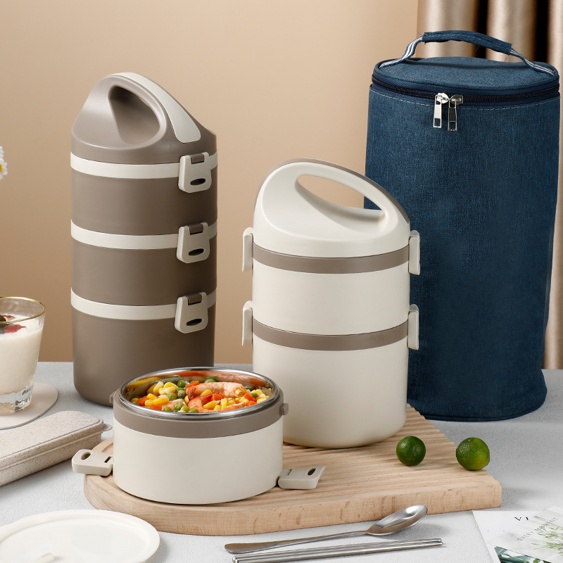 Caja de almuerzo aislada Bento de acero inoxidable 304 ultra larga portátil de gran capacidad multi-capa almuerzo cubo Oficina trabajador estudiante almuerzo caja