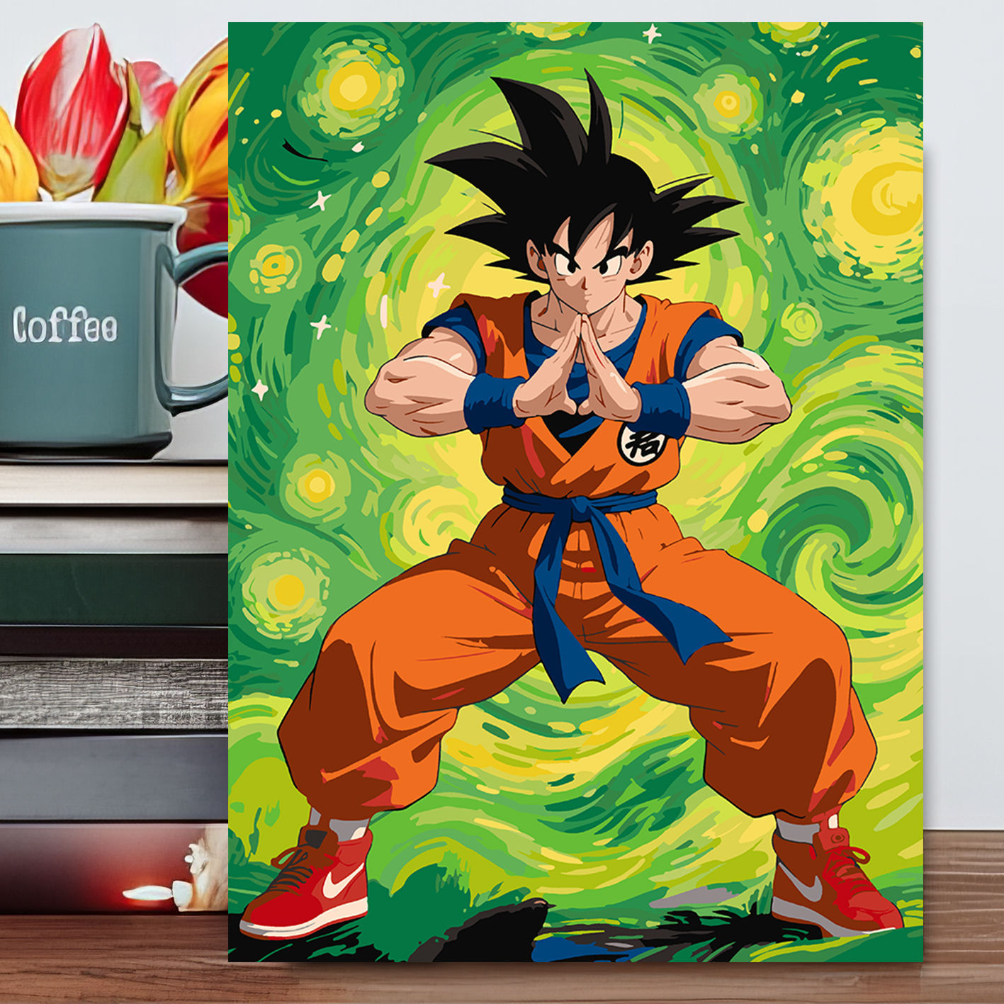 DIY Digital Oil Painting Conan under the Starry Sky, Dragon Ball Nezha Coloring Living Room Decoration Painting, Dropshipping