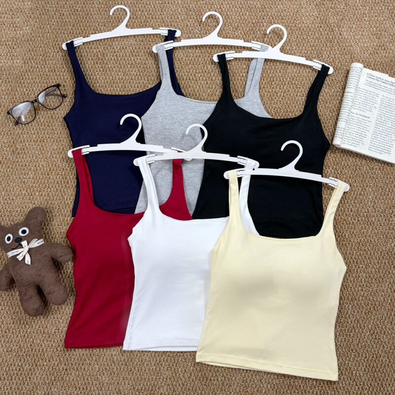 Upgraded Hanger-Style Solid Color Camisole for Women with Chest Pads, Thin Design, Unique Design, Beautiful Back, Stunning Hot Girl Top Upgraded Hanger-Style Solid Color Camisole for Women with Chest Pads, Thin Design, Unique Design, Beautiful Back, Stunning Hot Girl Top