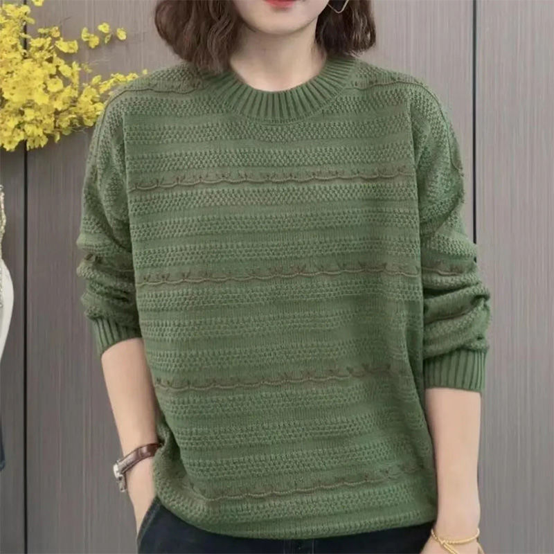 春と秋の女性のためのデザインされた西洋スタイルのプルオーバーショートセーター、新しいゆったりとしたお腹カバーレイジースタイルのボトムセーター|undefined
