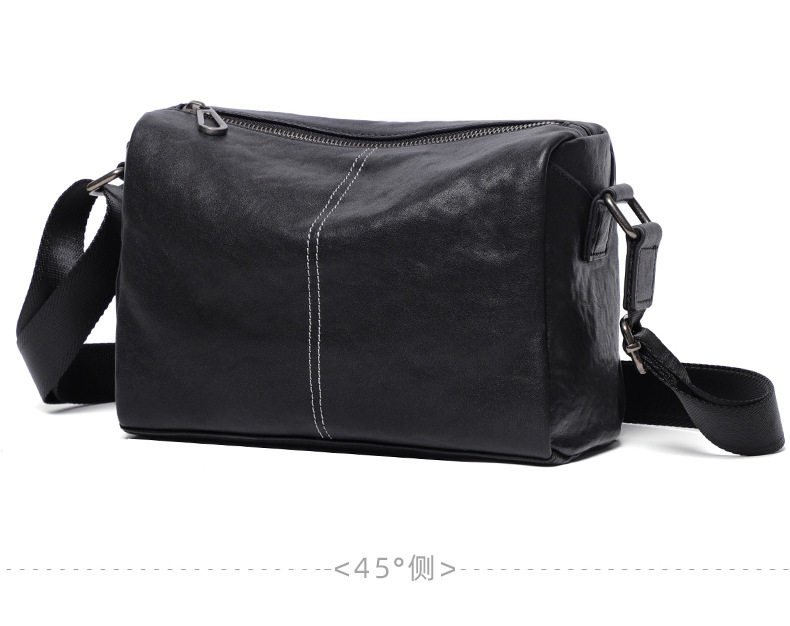 Túi đeo chéo nam da bò thuộc mềm dạng gối 29×11×17 cm — Màu đen chi tiết 13