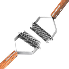 Amazon Pet Comb with Wooden Handle for Dogs, Tangle Remover Comb, Stainless Steel, Hair Floating Comb, Pet Supplies
