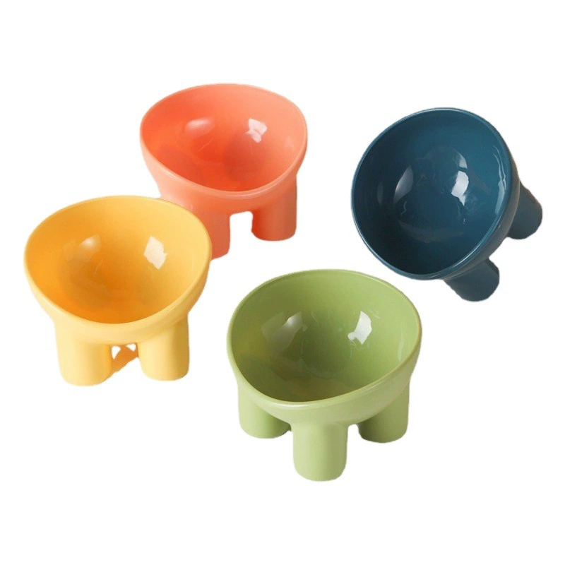 Кормушка для кошек Pipitao Macaron в форме слоновой лапы, с наклонной горловиной для защиты шеи, оптом, пластиковые миски для животных, оптовые поставки.