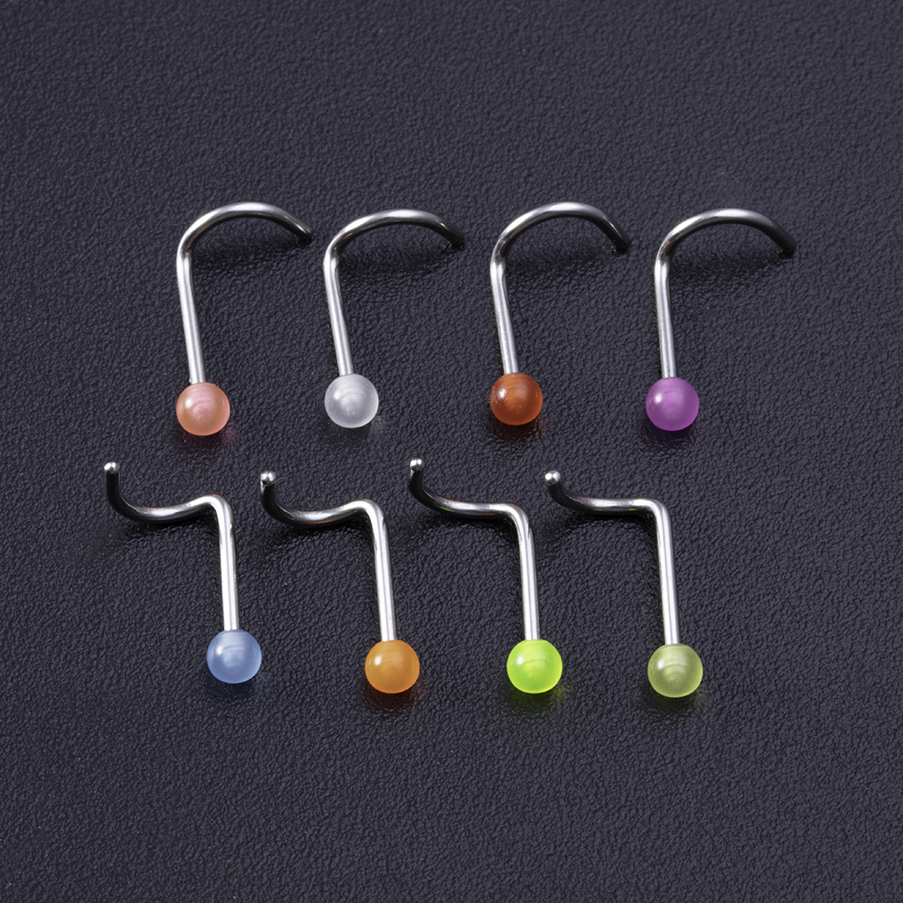 Fashion Solid Color Stainless Steel Plating Nose studs 10 Pieces