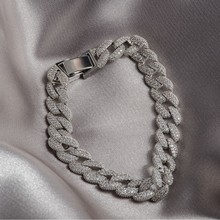 新款银饰品叛逆古巴手链小众设计满钻潮流男女同款银色镶钻手饰