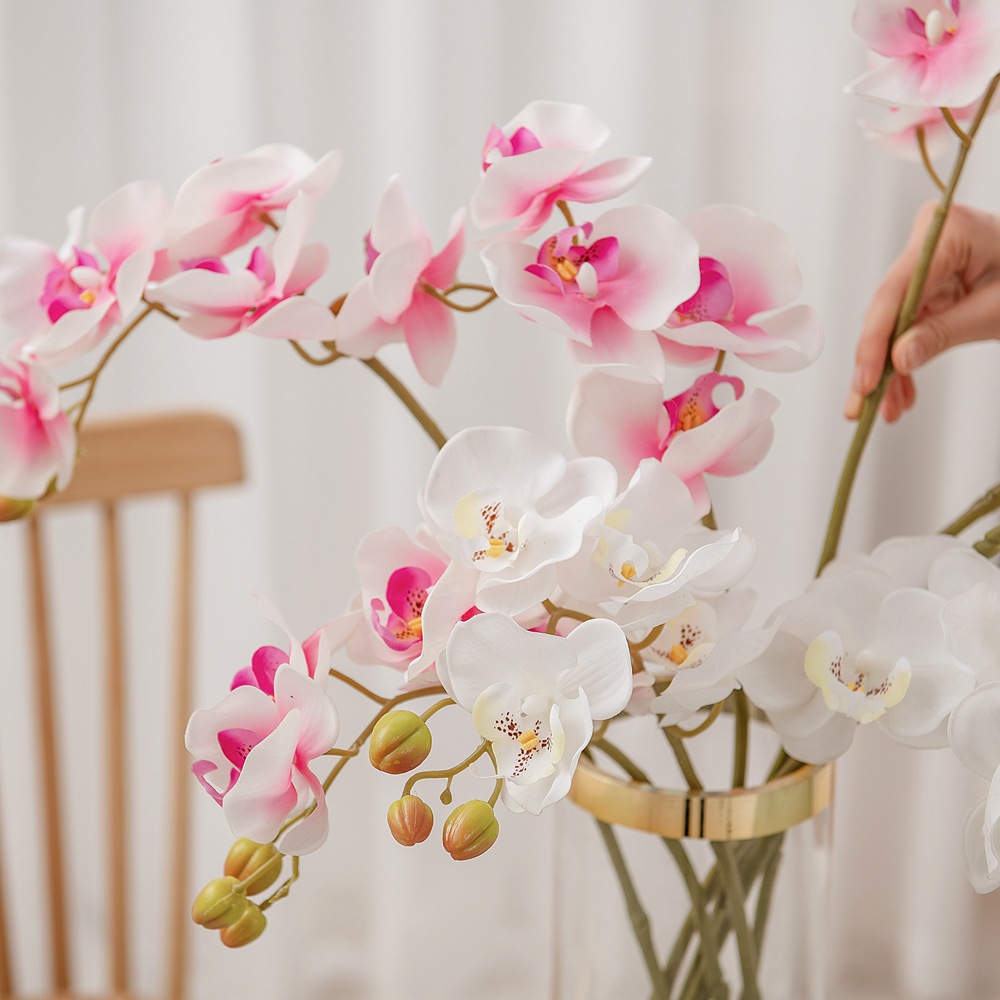 廠家批發過膠蝴蝶蘭手感玉蘭仿真花玫瑰家居裝飾婚慶假花MW18903