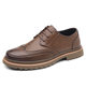 Brock leather shoes men's 2024 autumn formal business casual leather shoes British style retro board shoes a generation of hair