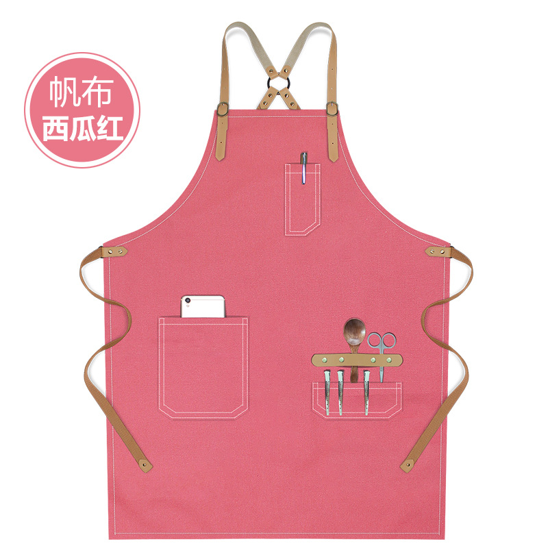Transfronterizo Amazon lona delantal logo personalizado minimalista de moda restaurante bar barista delantal de trabajo al por mayor