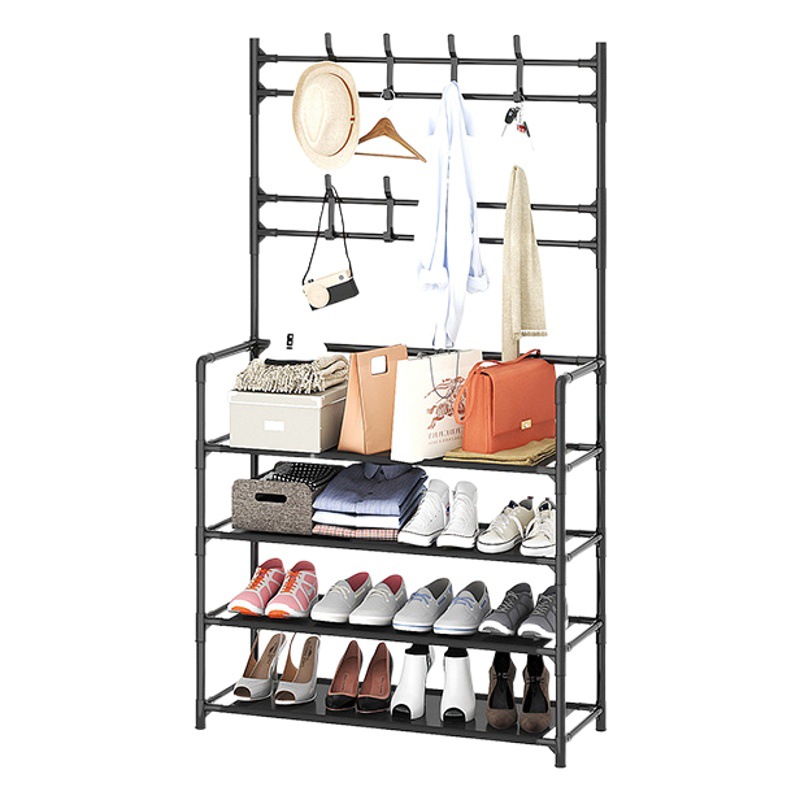 Una pieza de perchero de piso, perchero simple al por mayor, perchero multifuncional, dormitorio, estante para zapatos de almacenamiento a prueba de polvo para el hogar