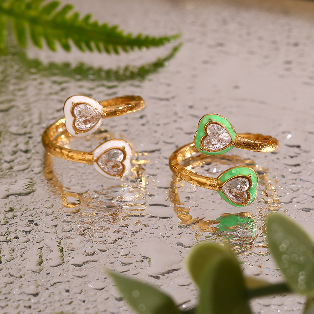 Dripping Oil Love With Diamond Opening Ring