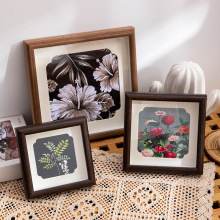 国风水彩画相框摆台空框照片装裱六6寸7 8中式书法摆件字画框挂墙