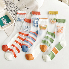 玻璃絲長筒襪子女春夏季薄款卡絲襪純棉底透明夏天中高筒潮襪批發