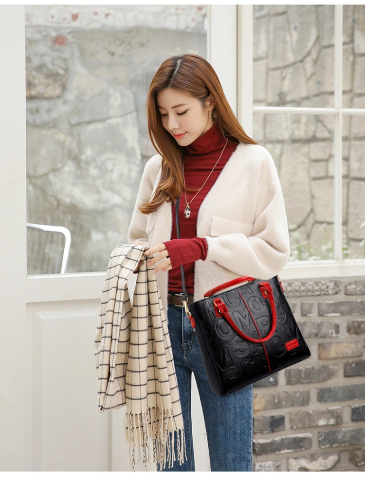 Women's Crossbody Tote Bag With Soft Embossed Leather Texture_voghion.com