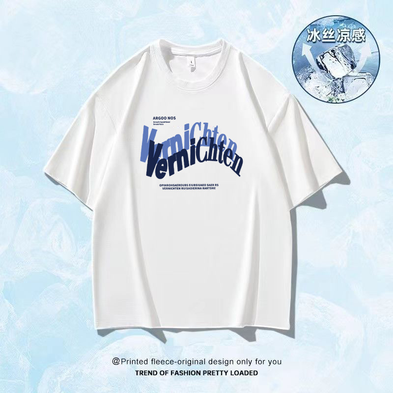 Camiseta de mangas cortas de hielo de Hong Kong 2025 verano caliente para hombres y mujeres transpirables sensación de secado rápido de moda blusa versátil