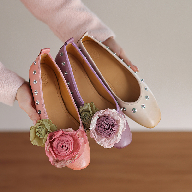 2025 Spring New DIY Buckle Shoes, Unique and Beautiful Floral Ballet Shoes, Designed to Match Skirts, Flat Single Shoes for Women 2025 Spring New DIY Buckle Shoes, Unique and Beautiful Floral Ballet Shoes, Designed to Match Skirts, Flat Single Shoes for Women