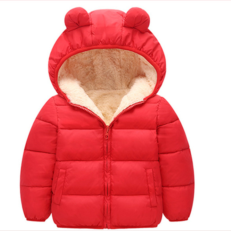 2021 Invierno nueva ropa de algodón acolchado de Cachemira para niños y niñas Orejas de conejo engrosadas ropa acolchada de algodón para niños