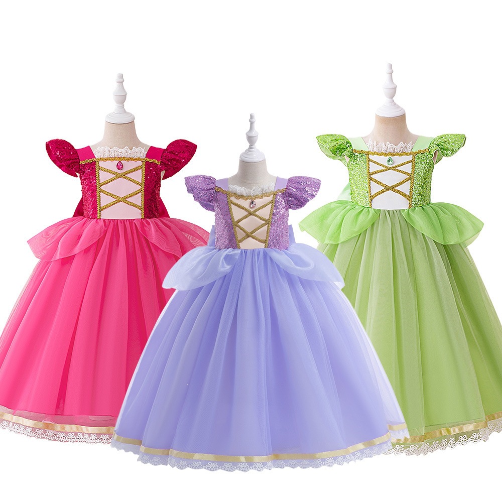 Rapunzel vestido cos vestido vestido vestido de niña vestido de belleza durmiente image 6