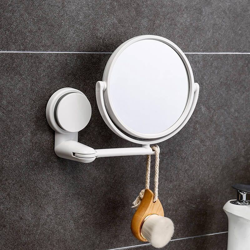 Bathroom Household Foldable Makeup Mirror Bathroom Wall Multifunctional Makeup Mirror Bedroom with Magnification