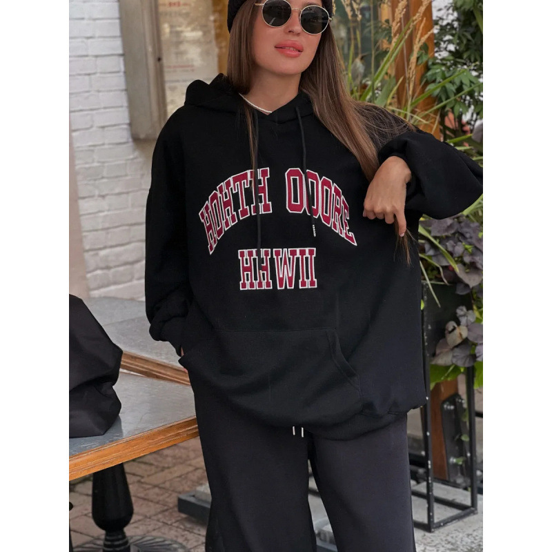 Street Style Fashion Trendy Brand Cool Letter Print Autumn and Winter European and American Style Thick Hooded Sweatshirt Street Style Fashion Trendy Brand Cool Letter Print Autumn and Winter European and American Style Thick Hooded Sweatshirt
