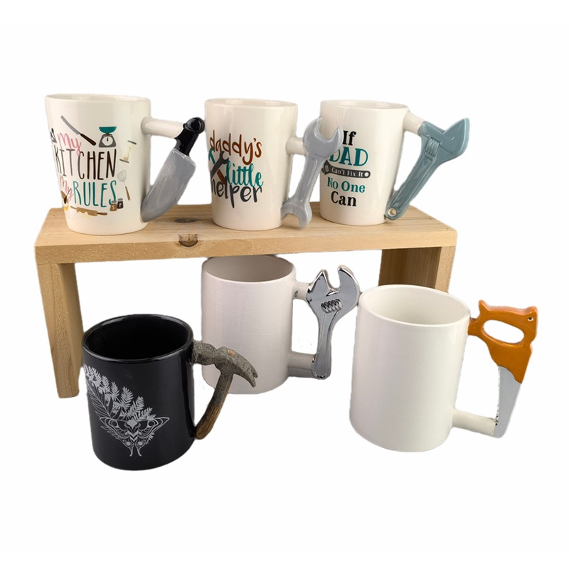 Mango de forma especial, taza, mango de herramientas, taza de cerámica, llave de martillo/alicates de hierro/tornillo de hacha, taza de agua de café