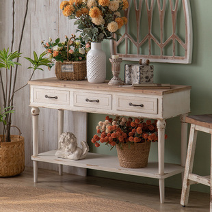 American Retro Entrance Table Antique Table Living Room Small Desk Hotel Homestay Decorative Cabinet Home Wall Storage Table