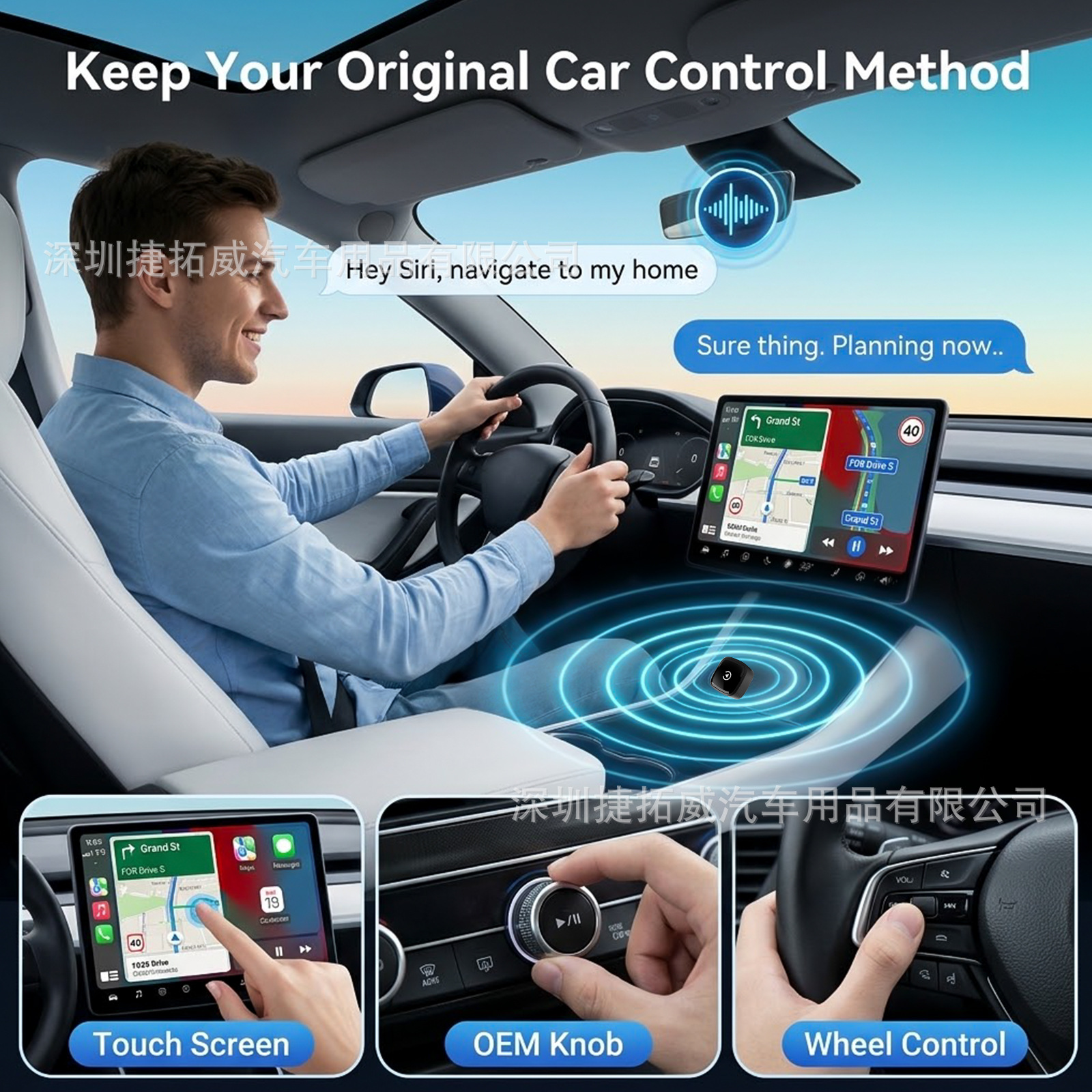 Cross-border wireless CarPlay adapter, Apple Auto 2-in-1, converts wired CarPlay to wireless in your car