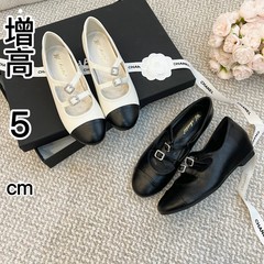 增高5cm小香风水钻扣带拼色圆头玛丽珍鞋女配裙子绝美超软小跟鞋